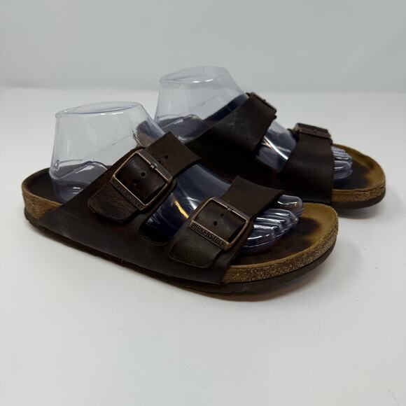 Birkenstock Arizona Sandals 41 (8-8.5 US) Mens Brown Leather Hippie Crunchy - Picture 5 of 12